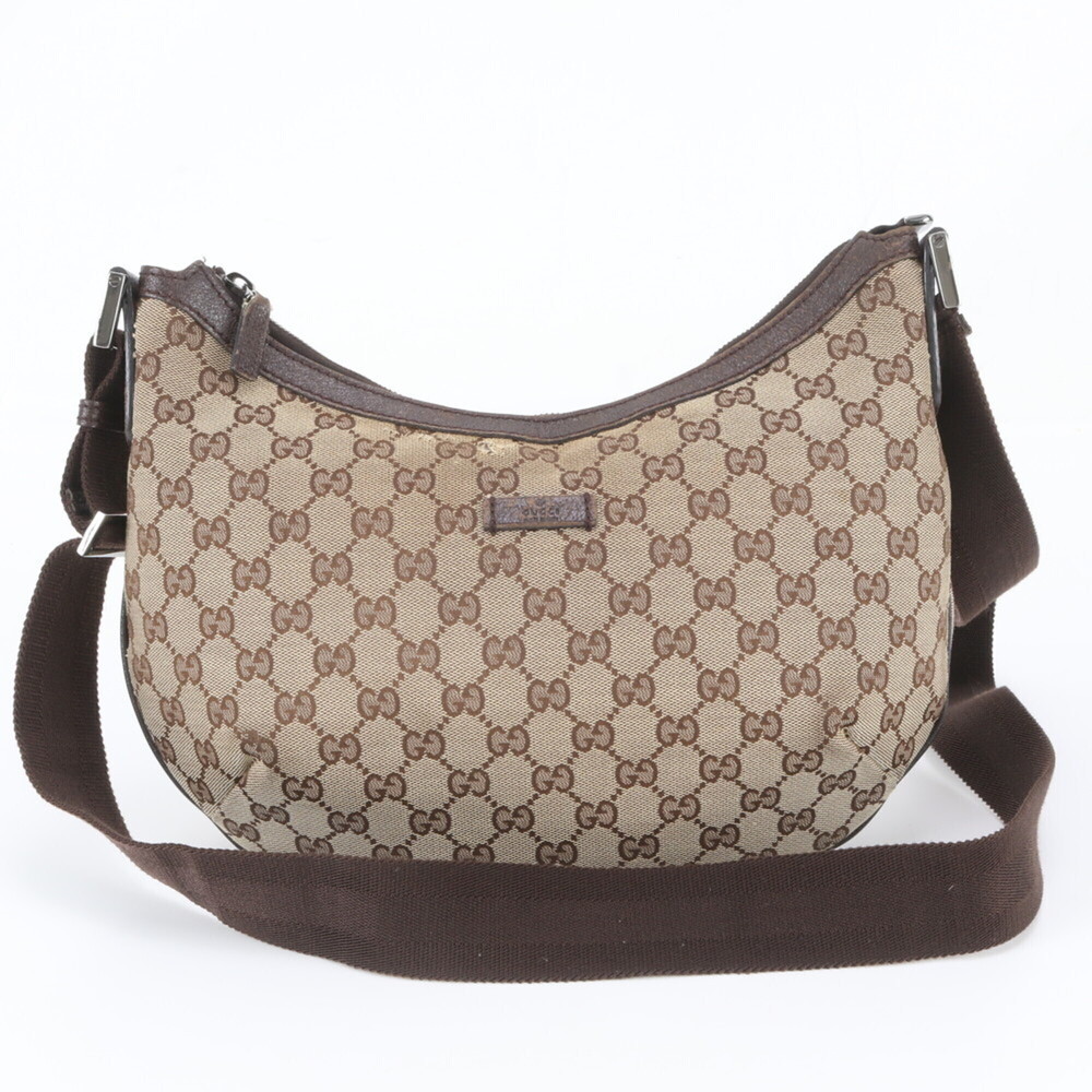 Gucci GG Canvas 181092 Leather Shoulder Bag Crossbody Brown Women's